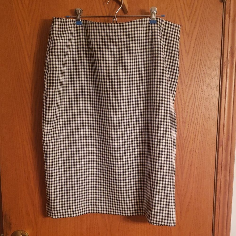 Jones Studio Separates Black White Plaid Checkered Skirt Sz 16